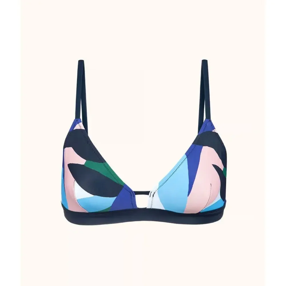 LIVELY Bralette & Bikini Swim Suit Bundle Retro Floral Blue Sz L NWT $110